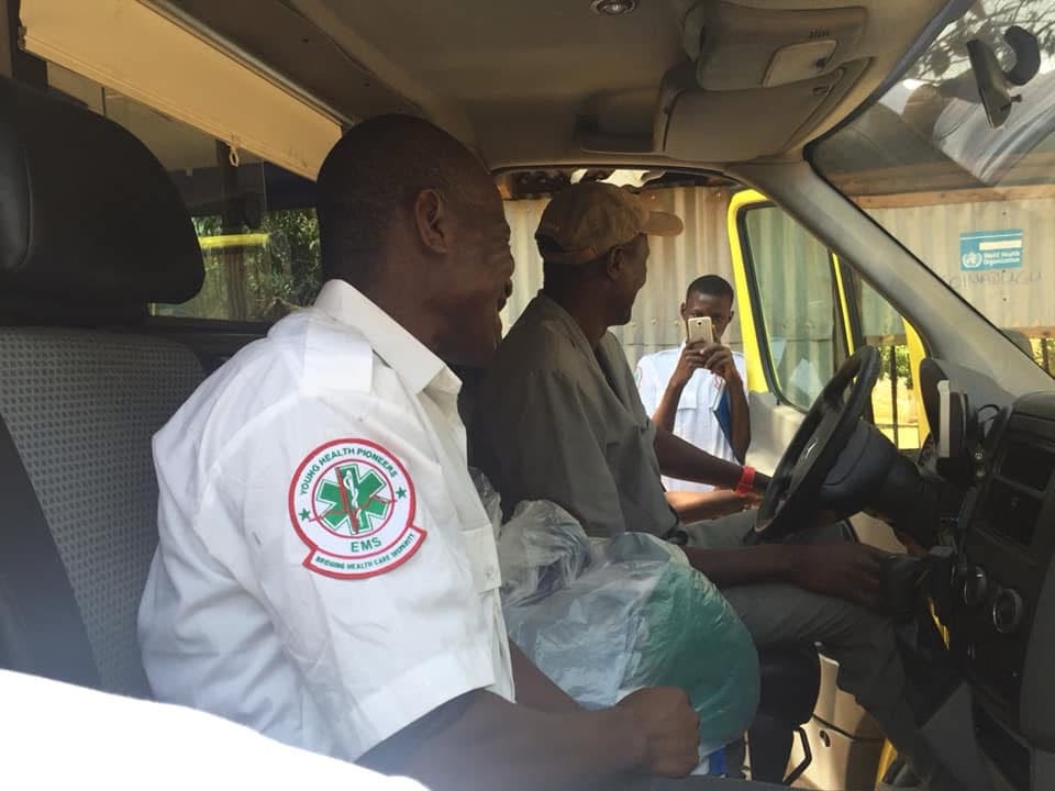 The president of Yhep is presenting Ambulance to a local community hospital in Sierra Leone.